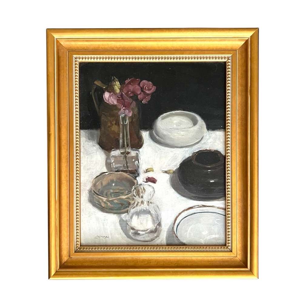 Original Still Life Oil Painting Signed “Simon” Professionally Framed